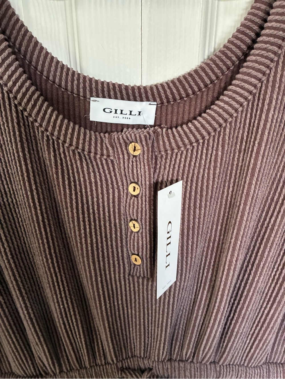 Gilli Ribbed Henley Drawstring Dress - Picture 6 of 7